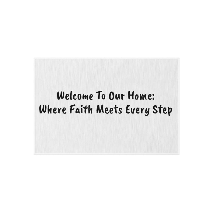 'Welcome To Our Home: Where Faith Meets Every Step' Outdoor Rug