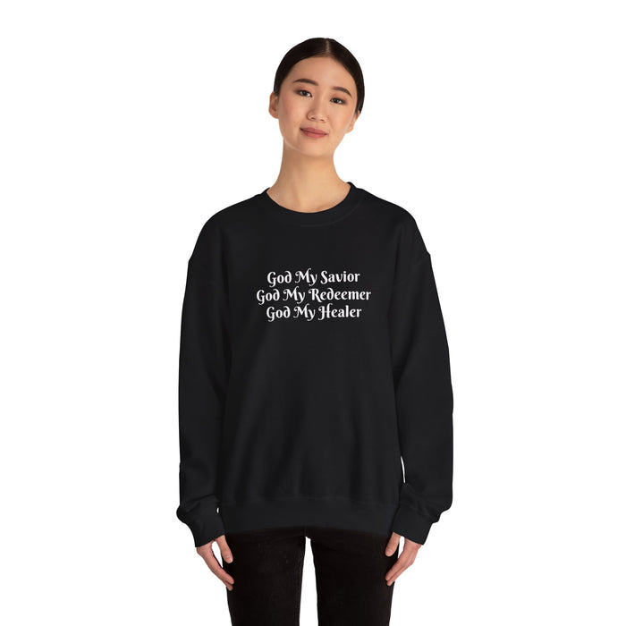 Women's 'God My Savior, God My Redeemer, God My Healer' Crewneck Sweatshirt