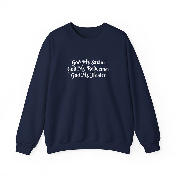 Women's 'God My Savior, God My Redeemer, God My Healer' Crewneck Sweatshirt