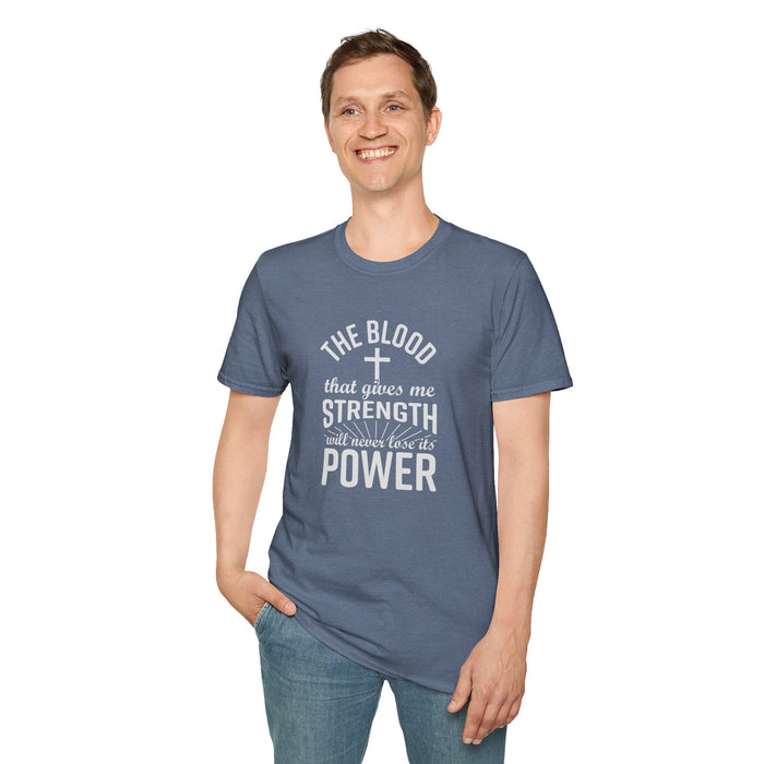 Men's "The Blood That Gives Me Strength It Will Never Lost Its Power" Short Sleeve Tee