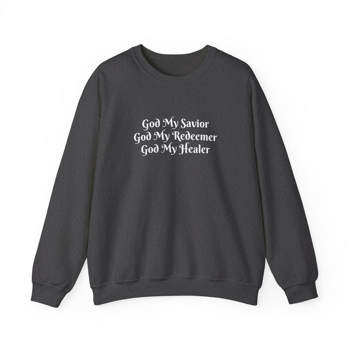 Women's 'God My Savior, God My Redeemer, God My Healer' Crewneck Sweatshirt