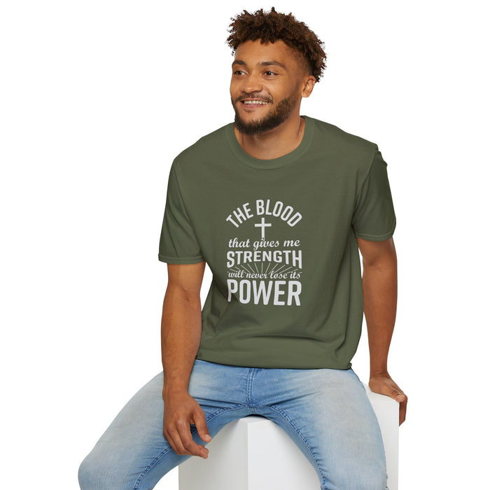 Men's "The Blood That Gives Me Strength It Will Never Lost Its Power" Short Sleeve Tee