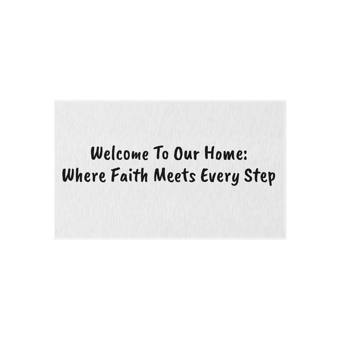 'Welcome To Our Home: Where Faith Meets Every Step' Outdoor Rug