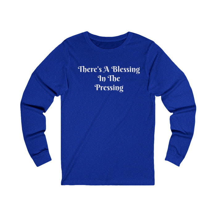 Women's 'There's A Blessing In The Pressing' Jersey Long Sleeve Tee