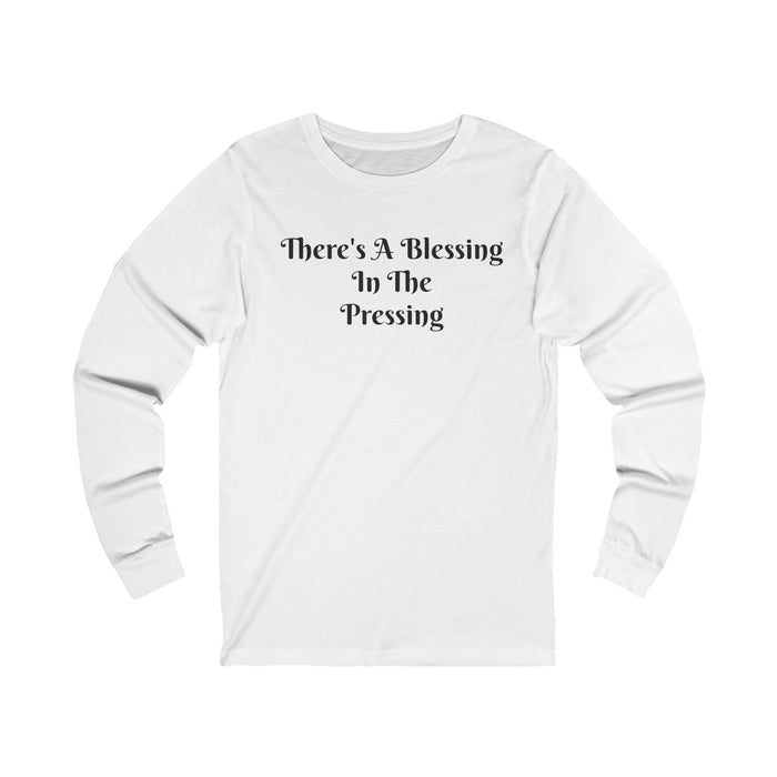 Women's 'There's A Blessing In The Pressing' Jersey Long Sleeve Tee