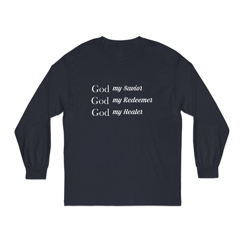 Women's "God My Savior, God My Redeemer,  God My Healer" Long Sleeve Tee