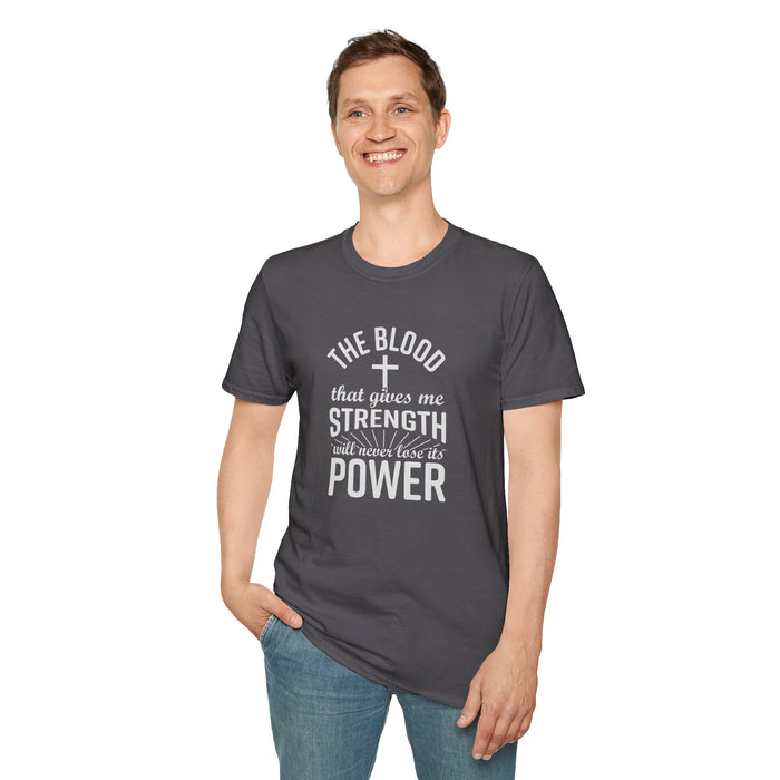 Men's "The Blood That Gives Me Strength It Will Never Lost Its Power" Short Sleeve Tee