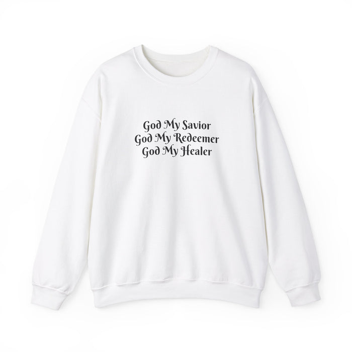 Women's 'God My Savior, God My Redeemer, God My Healer' Crewneck Sweatshirt