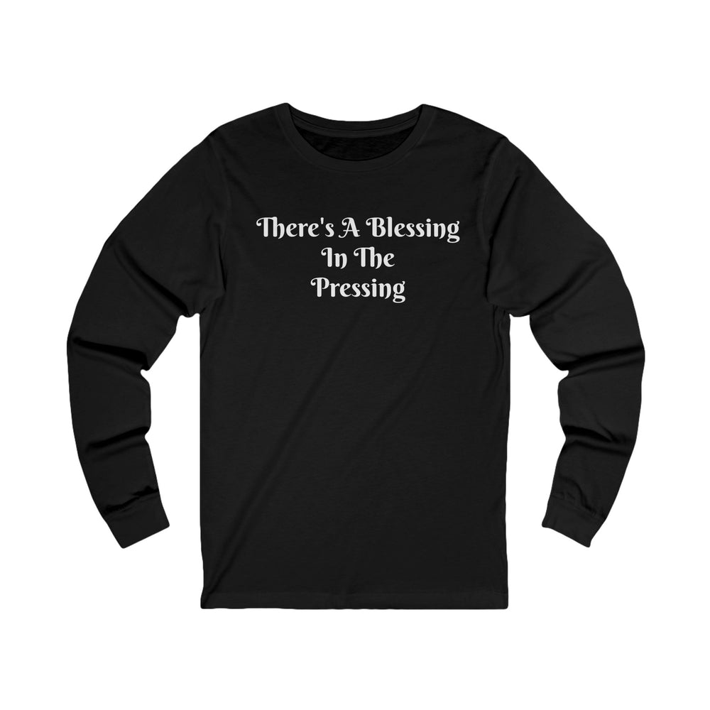 Women's 'There's A Blessing In The Pressing' Jersey Long Sleeve Tee