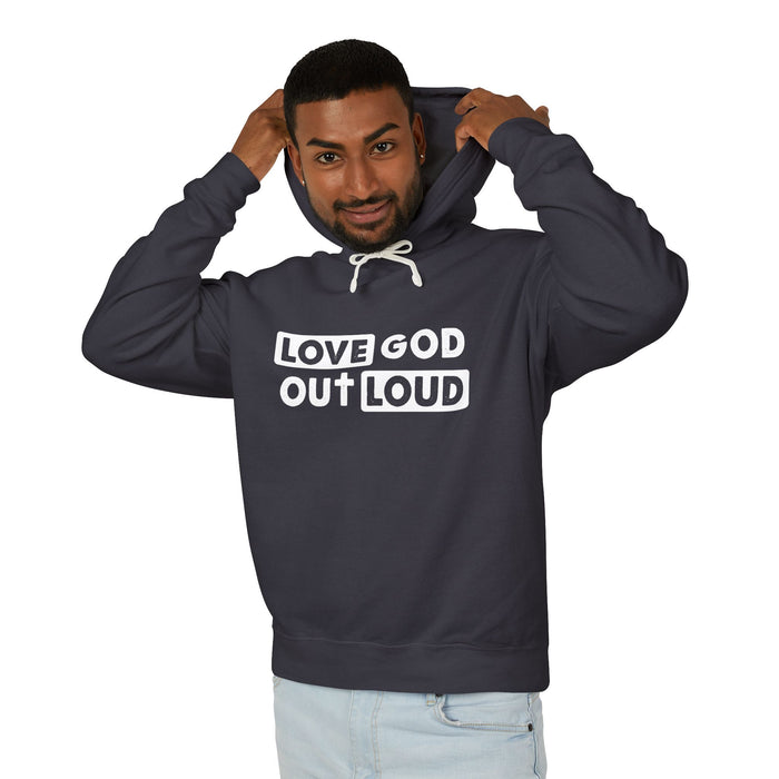 Men's "Love God Out Loud" Lightweight Hooded Sweatshirt