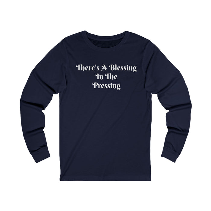 Women's 'There's A Blessing In The Pressing' Jersey Long Sleeve Tee